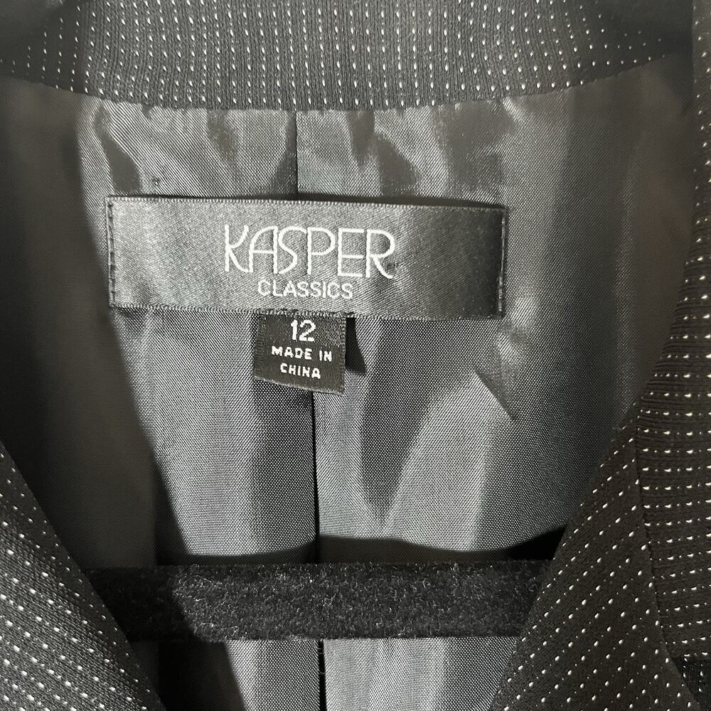 NWT Kasper Blazer Pencil Skirt Suit Set Womens 12 Black Business Office Casual - Picture 4 of 12